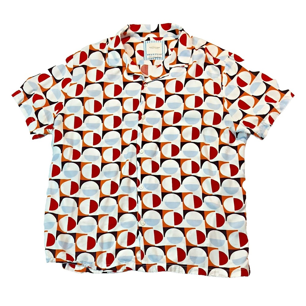 Cactus Man Ricky Singh Mens XL Geometric Spread Collar Shirt